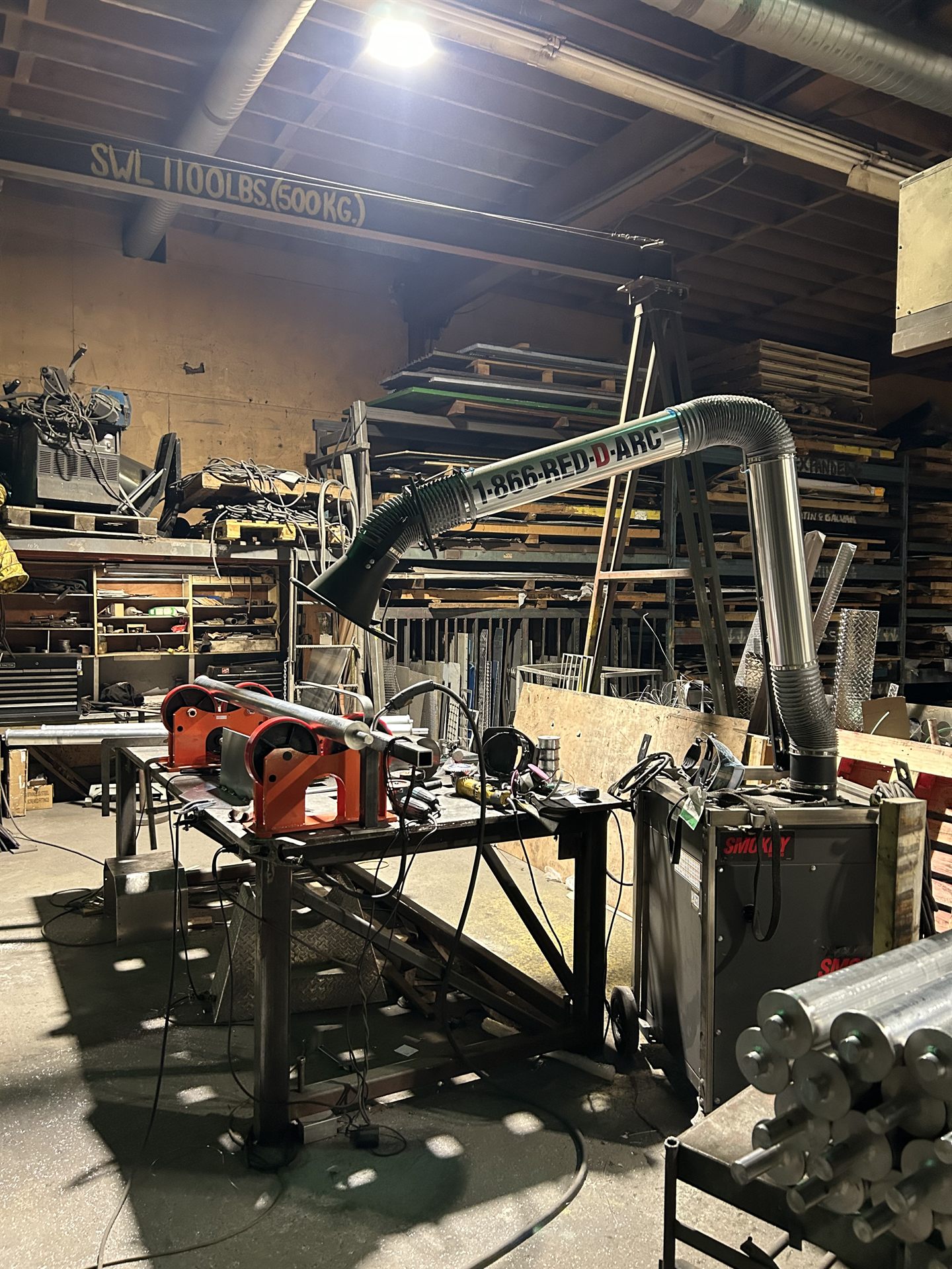 Fabricated stainless steel ducting in the shop