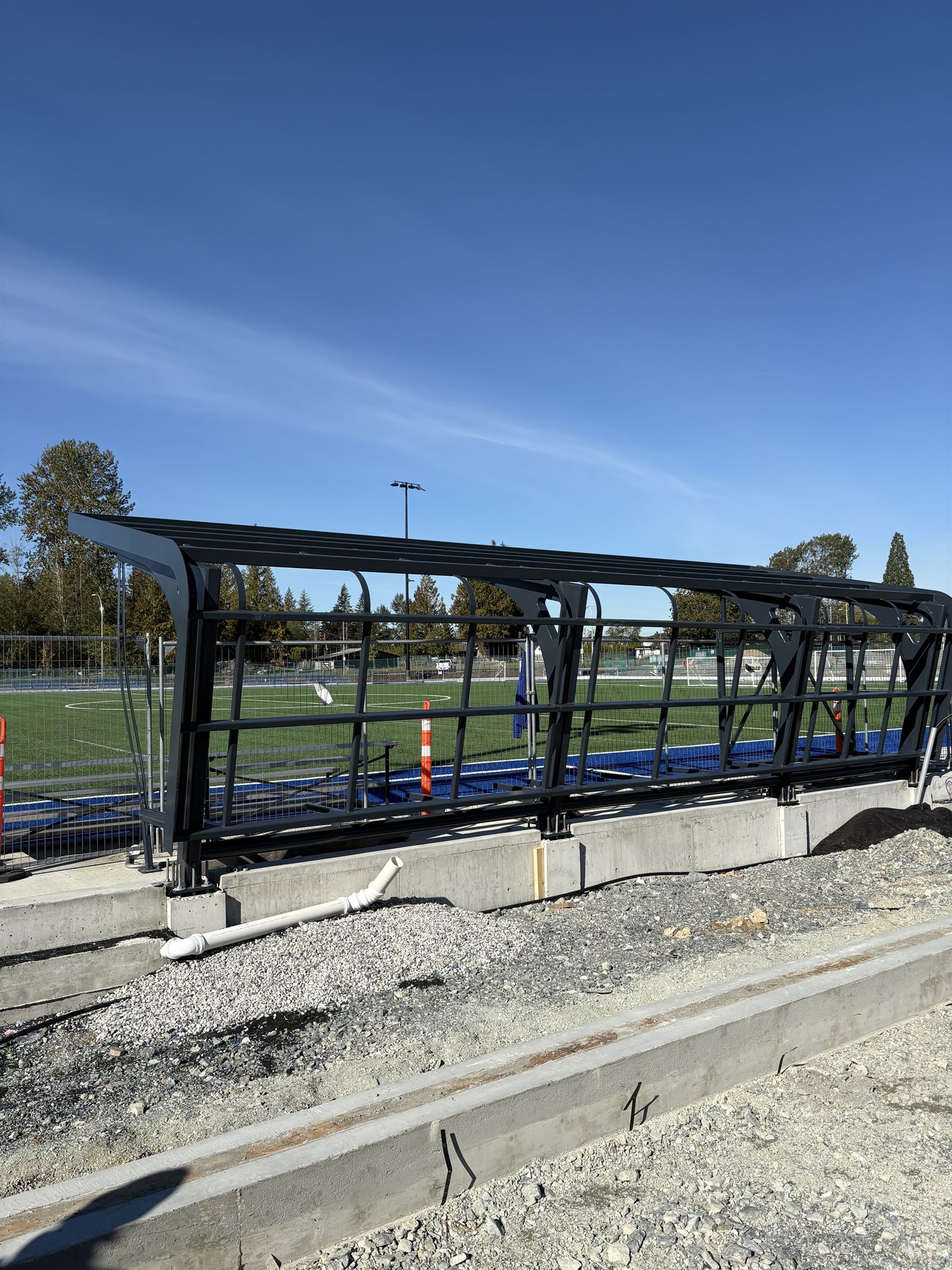 Finished structural steel covered walkway